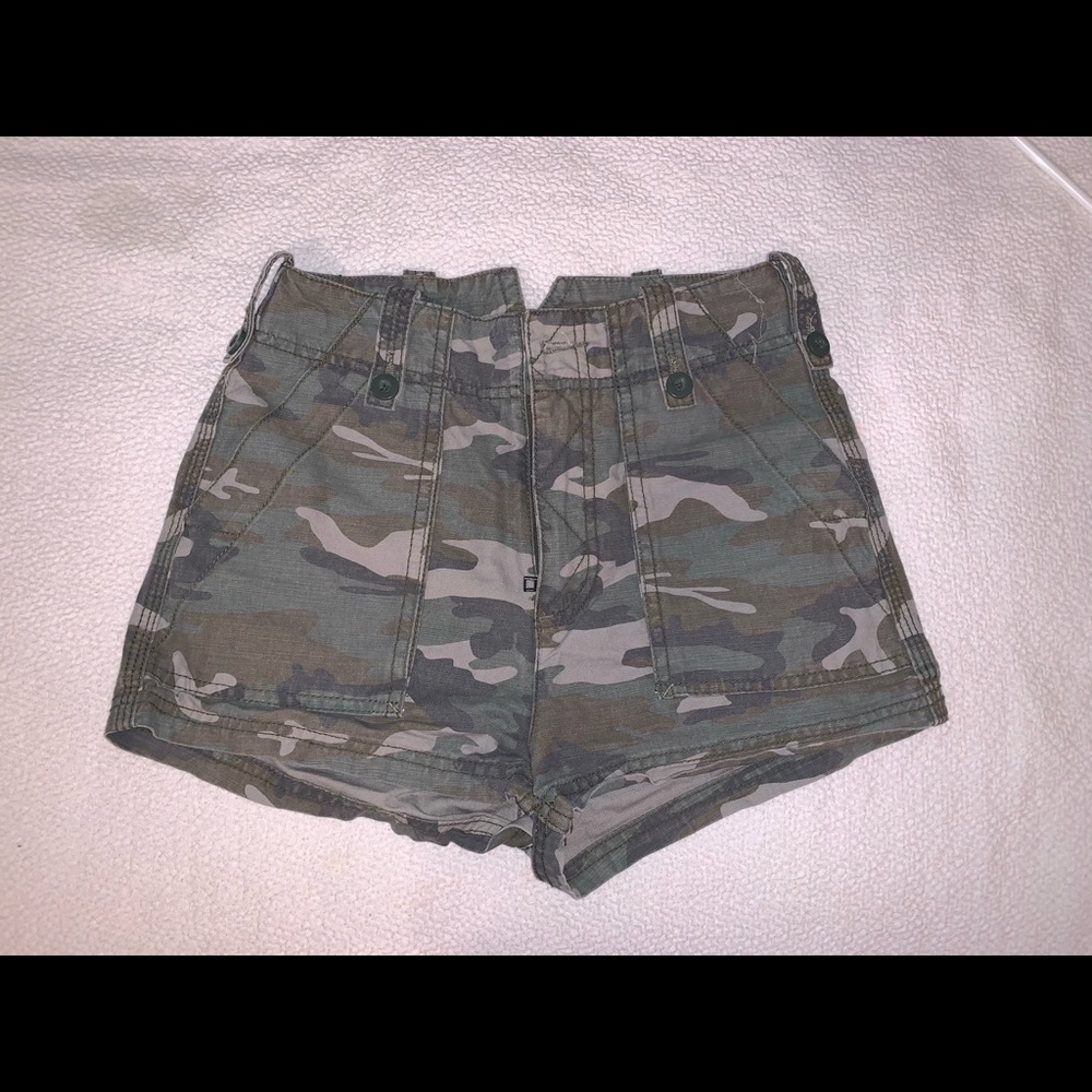 free people high waisted lightly worn camo shorts